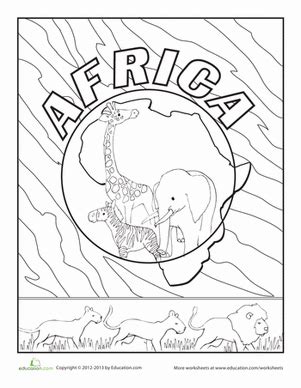 Where can i find action words coloring pages? Africa | Worksheet | Education.com