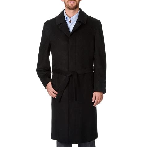Mens Single Breasted Black Luxury Woolcashmere Full Length Winter