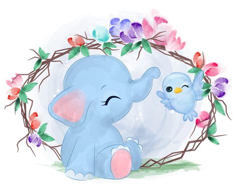 Baby Elephant Illustration In Watercolor 2429139 Vector Art At Vecteezy