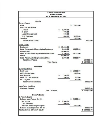 21 Balance Sheet Templates Free Word Excel And Pdf Formats Samples