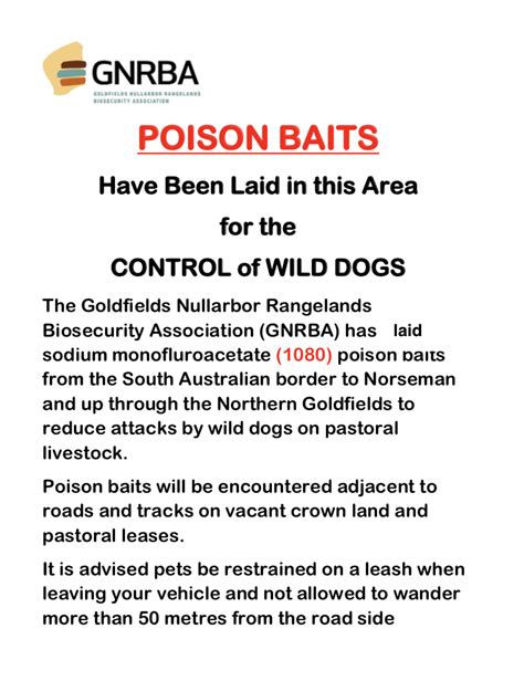 Public Notice Gnrba Has Laid 1080 Poison Baits Shire Of Leonora