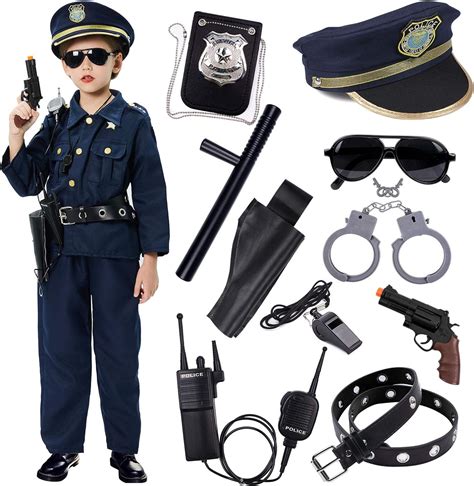 Police Deguisement Enfant Policier Costume Accessoires Police Chemise Pantalon Casquette