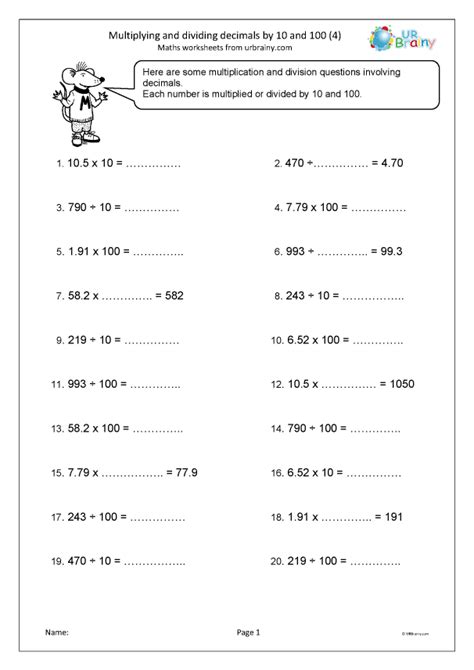 Multiplying And Dividing Decimals By 10 And 100 4 Fraction And