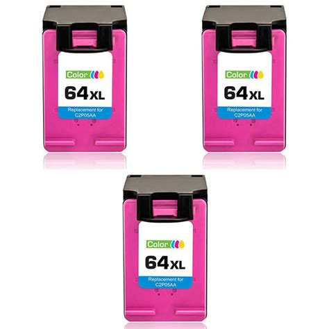 Compatible 3 Pack Hp 64xl N9j91an Tri Color High Yield Ink Cartridge