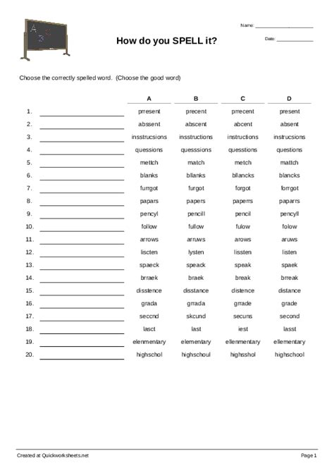 How Do You Spell It Spelling Test Quickworksheets