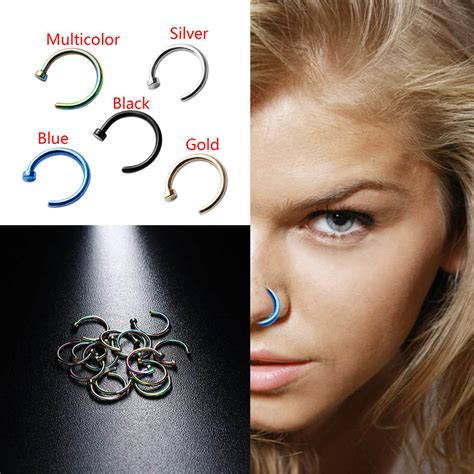 Fashion Medical Titanium Fake Nose Ring Non Piercing Silver Gold Body Clip Hoop For Women Girls