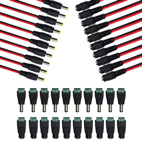 Real 18awg 43x2pcs Wires 10 Pairs Dc Power Pigtail Cable 12v 5a Male