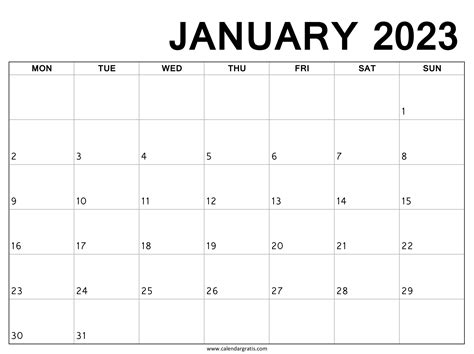 January 2023 Calendar Monday Start Printable To Do List Notes And Lines