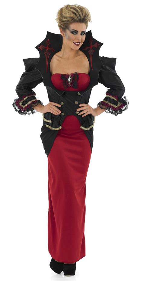 Ladies Vampire Queen Halloween Womens Vampiress Fancy Dress Costume