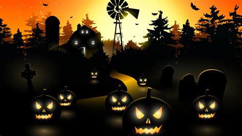 Wallpaper Scary Town Pumpkins 4k Celebrations