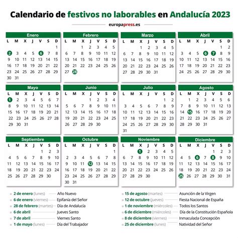 Calendario Laboral 2023 Días Festivos Y Puentes En Andalucía