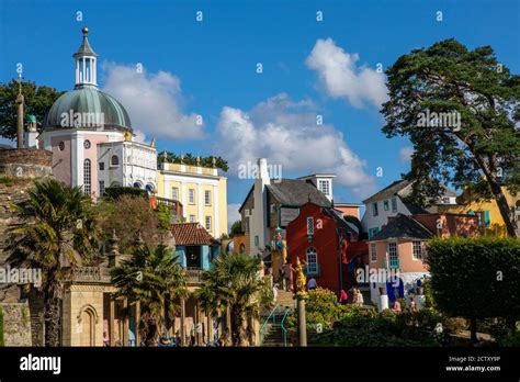 A View Of The Picturesque Village Of Portmeirion In North Wales Uk