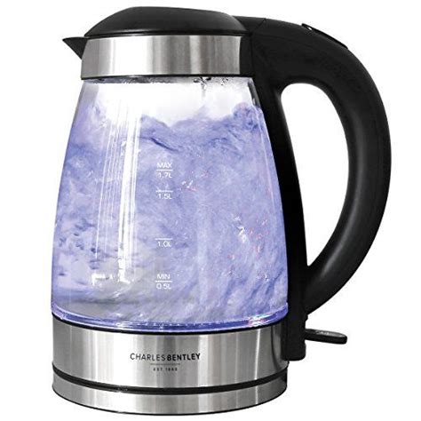 Charles Bentley Illuminating Led Glass Kettle 17 L Cordless Clear