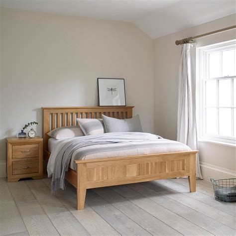 Bevel King Size Bed In Natural Solid Oak Oak Furniture Land