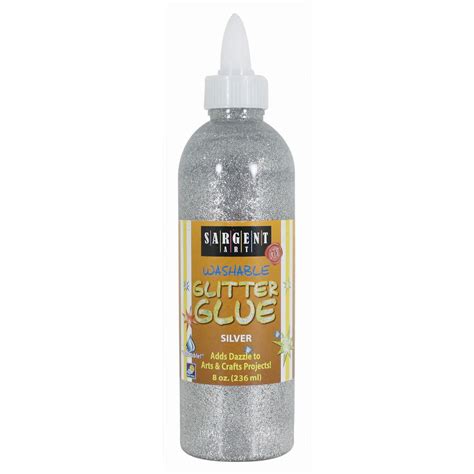 Sargent Art Washable Glitter Glue 8oz Silver Pack Of 6