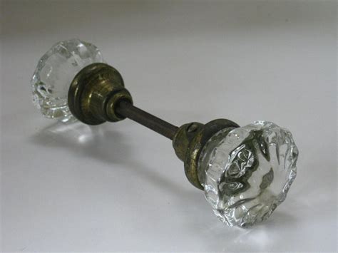 Vintage Glass Door Knob Set Brass Hardware By Maggiemaevintage