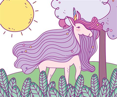 Magic Unicorn Outdoors In Forest 1235399 Vector Art At Vecteezy