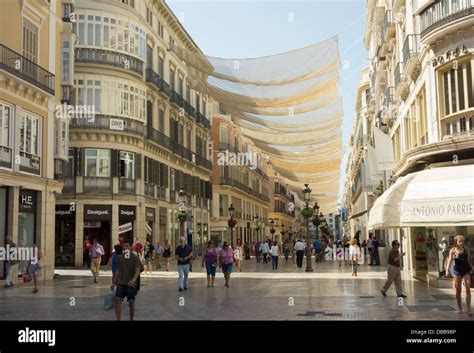 Shops In Malaga City Centre Spain With The Main Shopping Area Covered