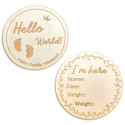 Buy Double Sided Engraving Baby Birth Announcement Sign Wooden Birth