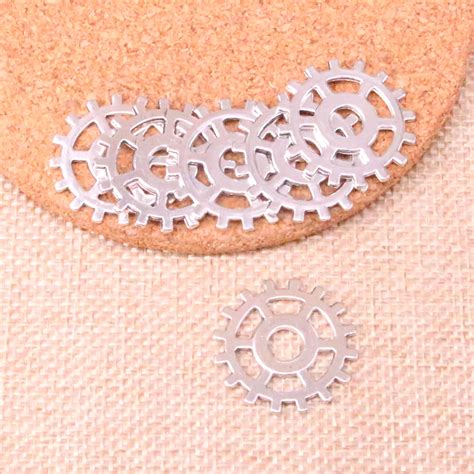 15pcs Antique Silver Plated Steampunk Gear Charms Pendants Fit Jewelry