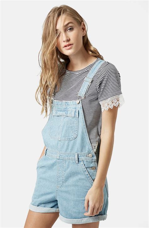 Topshop Moto Short Overalls Light Denim Nordstrom