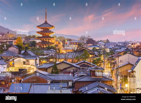 Kyoto Japan Old Town Skyline In The Higashiyama District Stock Photo