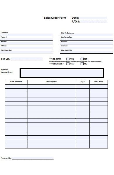 Free Sales Order Form Template Excel Download Free Printable Templates