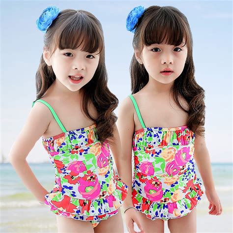 Baby Girls Swimsuits Print Flowers Cute One Pieces Swim Suits Children