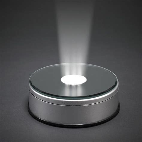 Round Silver Rotating Led Base For 3d Crystals 3d Crystal Bases