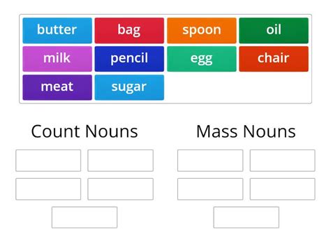 Count Nouns And Mass Nouns Group Sort