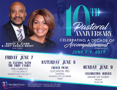 10th Pastoral Anniversary Celebration The New Bethel Church