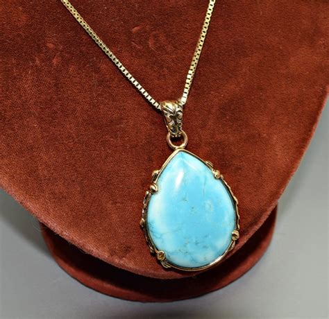 Barse Turquoise Pendant And Chain Gift For Her Etsy Turquoise