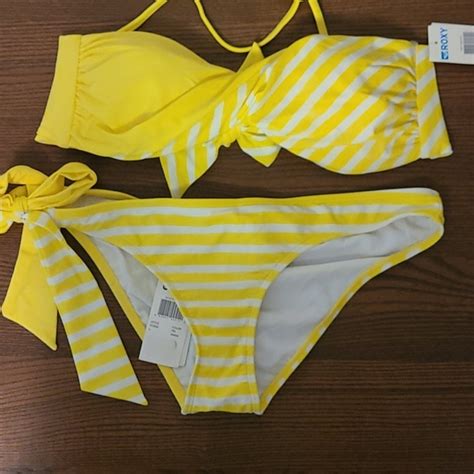 Roxy Swim Roxy Yellow Stripe Bikini Poshmark