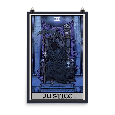 Justice Tarot Card Poster Grim Reaper Poster Halloween Wall Etsy