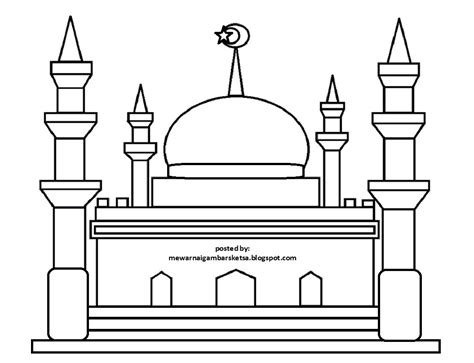 Contoh gambar masjid untuk tk simak gambar berikut. Mewarnai Gambar: Mewarnai Gambar Sketsa Masjid 14