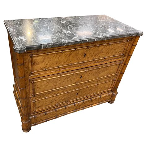 19th Century English Marble Top Faux Bamboo Chest Of Drawers At 1stdibs