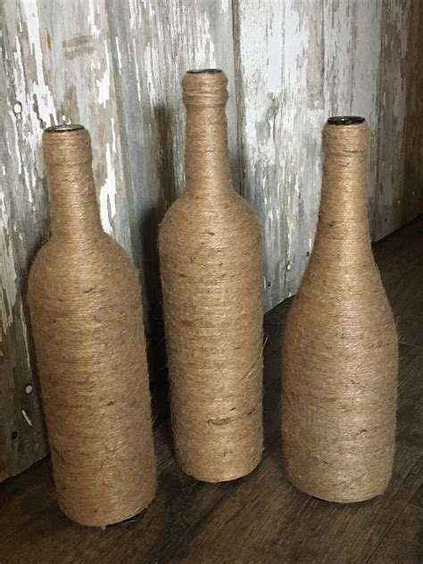 Jute Twine Wrapped Wine Bottle Variety Of Bottle Shapes Etsy