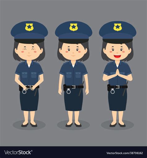 Free Police Woman Character With Various Expression Nohat Cc