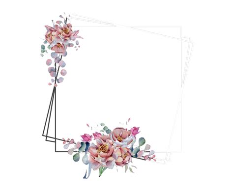 Watercolor Floral Flower Frame Png Image