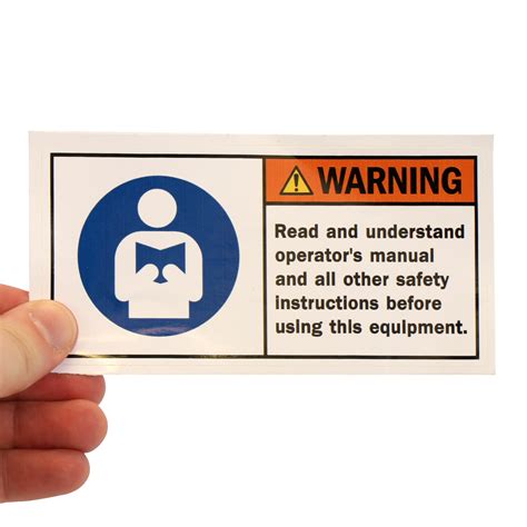 Warning Read Manual Before Using This Equipment Label Sku Lb 0391