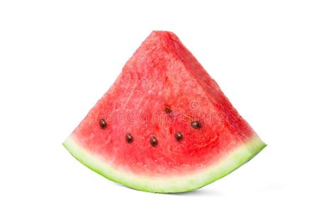 One Slice Of Tasty Fresh Watermelon Isolated On White Background Stock