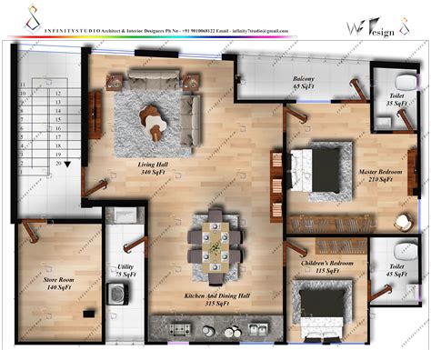 2 Bhk Floor Plan Design And Render Done By Infinity 7 Studio Team 2bhk