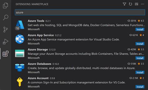 Visual Studio Code Azure Extensions