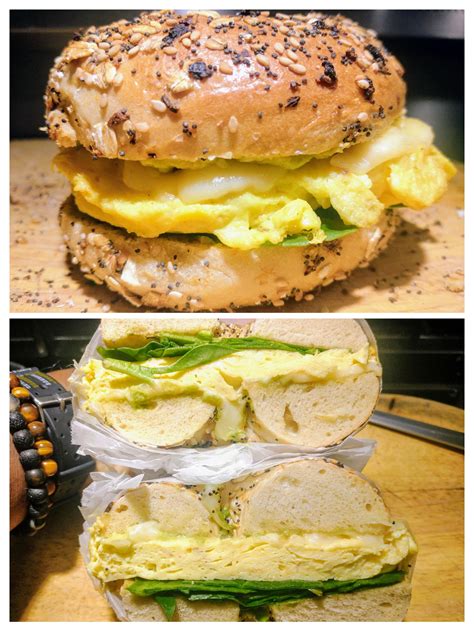 Oc Everything Bagel Egg Sandwich With Fried Eggs Spinach Avocado