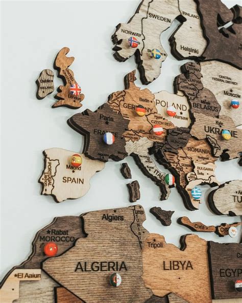 Wall Wooden Map Of The World Map Travel Push Pin Map Rustic Etsy