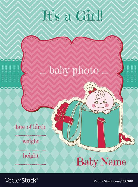 Announcement Baby Girl Card Royalty Free Vector Image