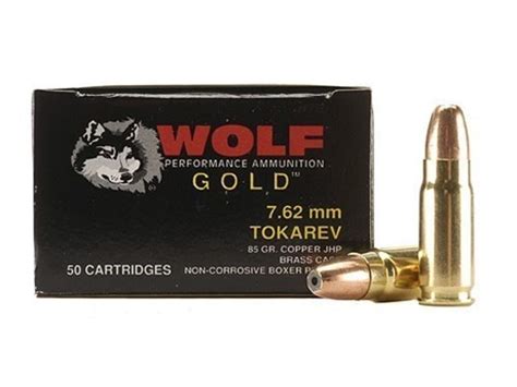 Wolf Gold Ammo 762x25mm Tokarev 85 Grain Jacketed Hollow Point Box Of