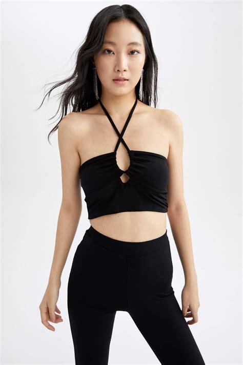 Black Women Slim Fit Strapless Athlete Defacto