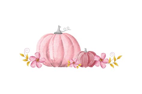 Premium Vector Watercolor Floral Pink Pumpkins