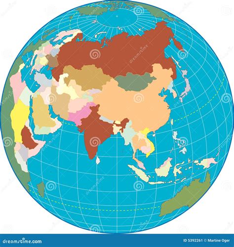 Asia On A Globe Stock Vector Illustration Of Continent 5392261